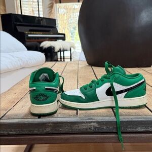 Nike air Jordan green and white sneakers